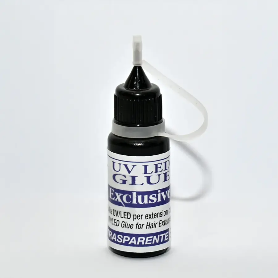Flacone colla UV LED trasparente Exclusive per extension capelli professionale.